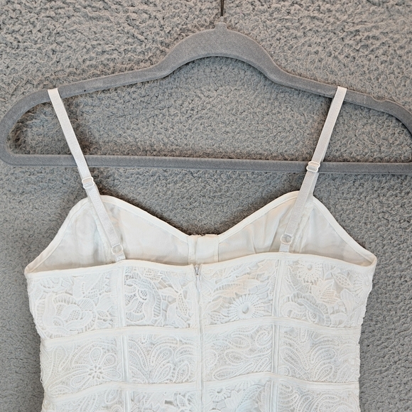 French Connection Binidari Womens White Lace Mini Dress Sz XS=4 Hookeye Front - Picture 8 of 13